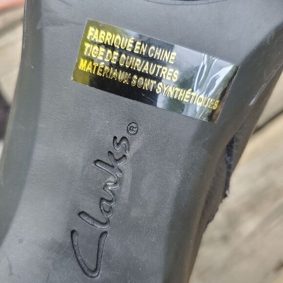 Clarks Bendables Black Leather Chunky Heel Side Zip Ankle Boots Booties 8.5 - Picture 7 of 7